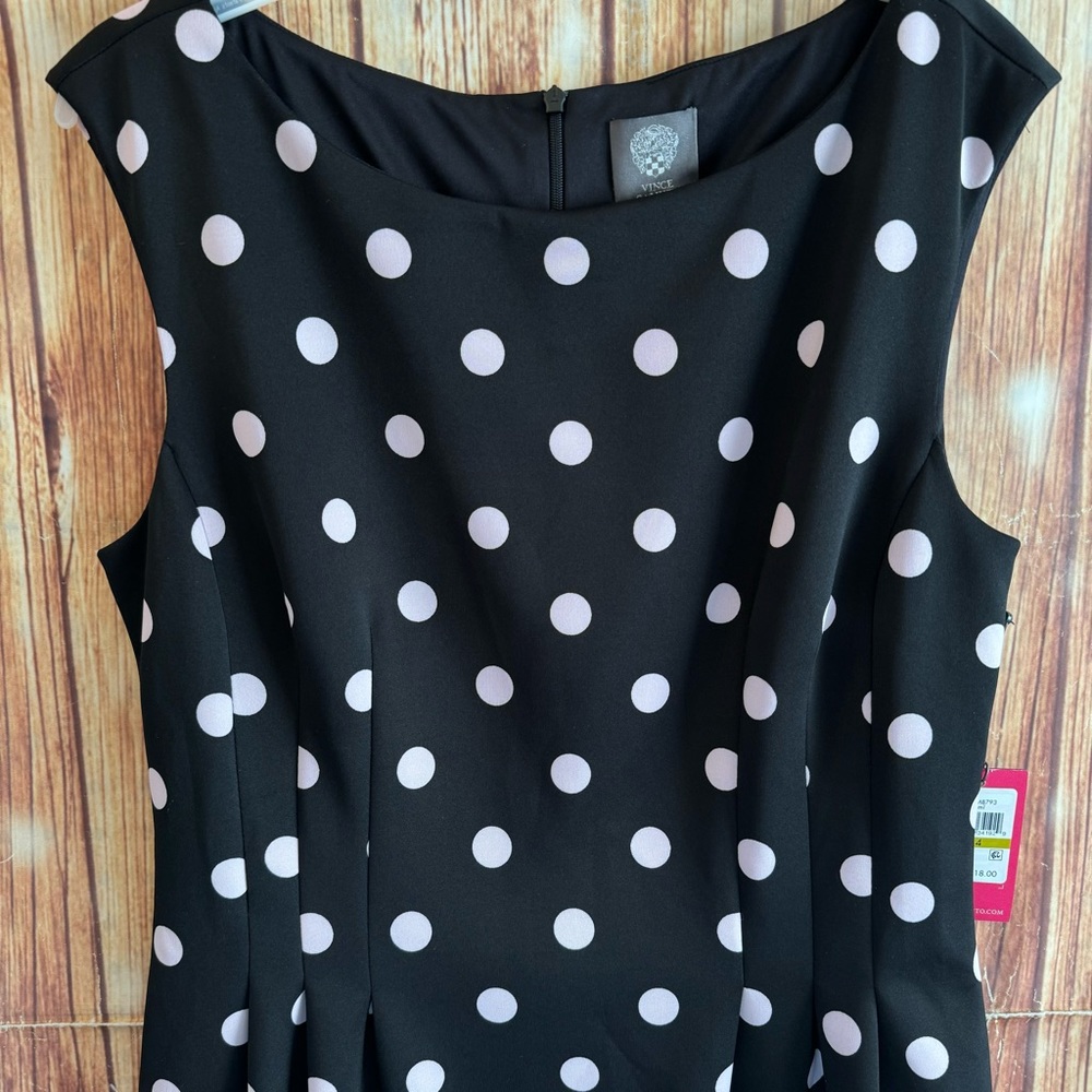 Polka Dot Sleeveless Dress - Black and White - Picture 8 of 14